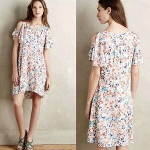 Maeve Colorful Cold Shoulder Dot Pattern Lightweight Flowy Dress Size Small